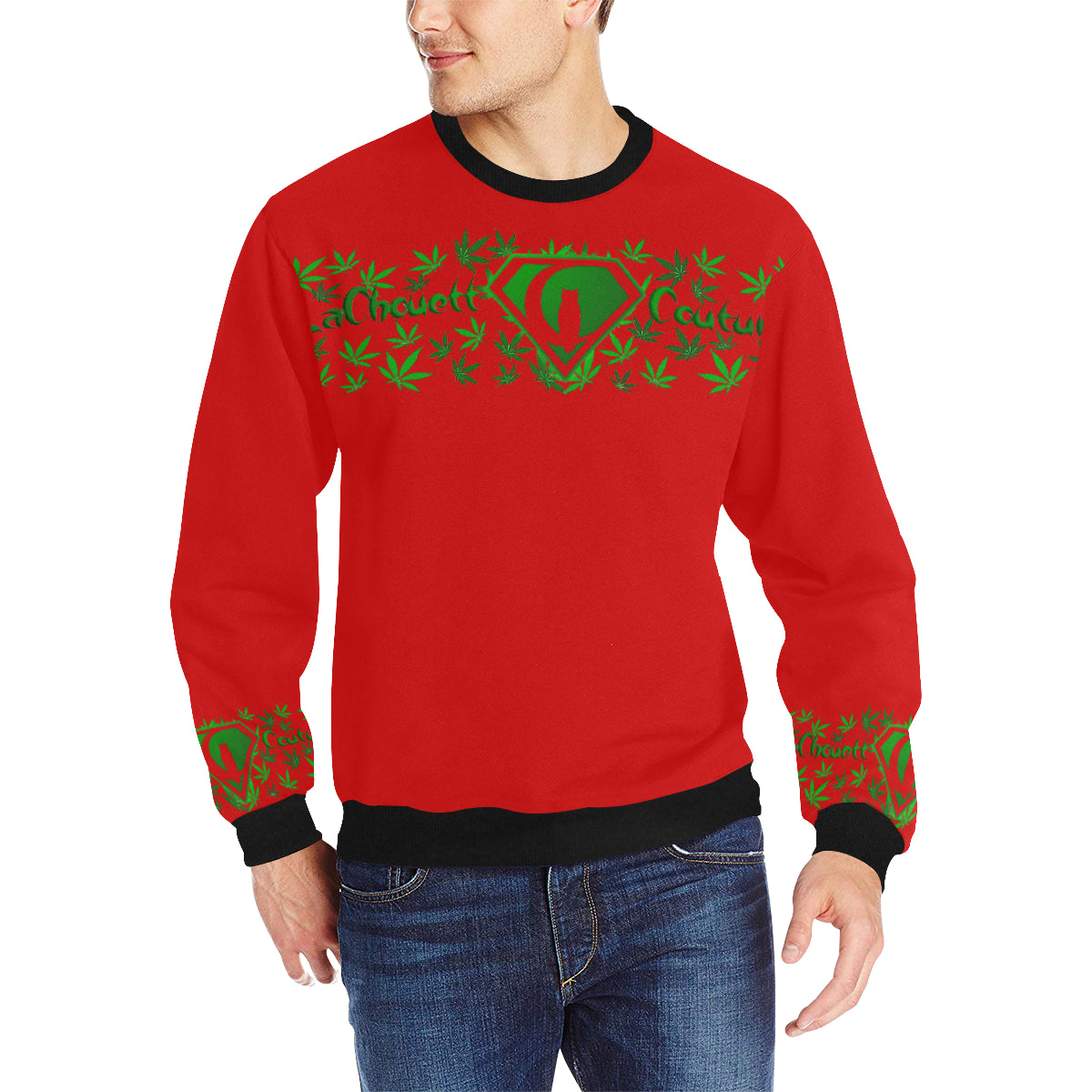 SUPER DANK Men's Rib Cuff Crew Neck Sweatshirt
