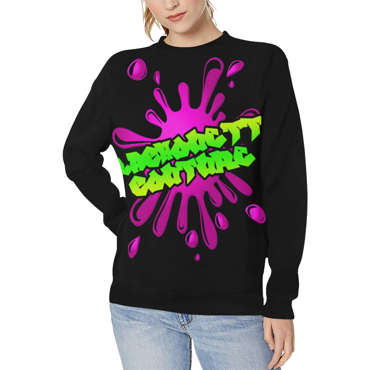SPLASH OUT BLC Women's Rib Cuff Crew Neck Sweatshirt (Model H34)
