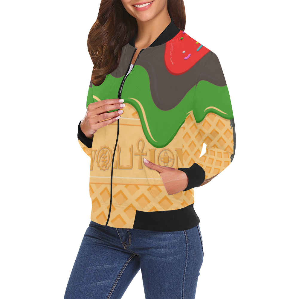 RBG ICE CREAM All Over Print Bomber Jacket for Women (Model H19)