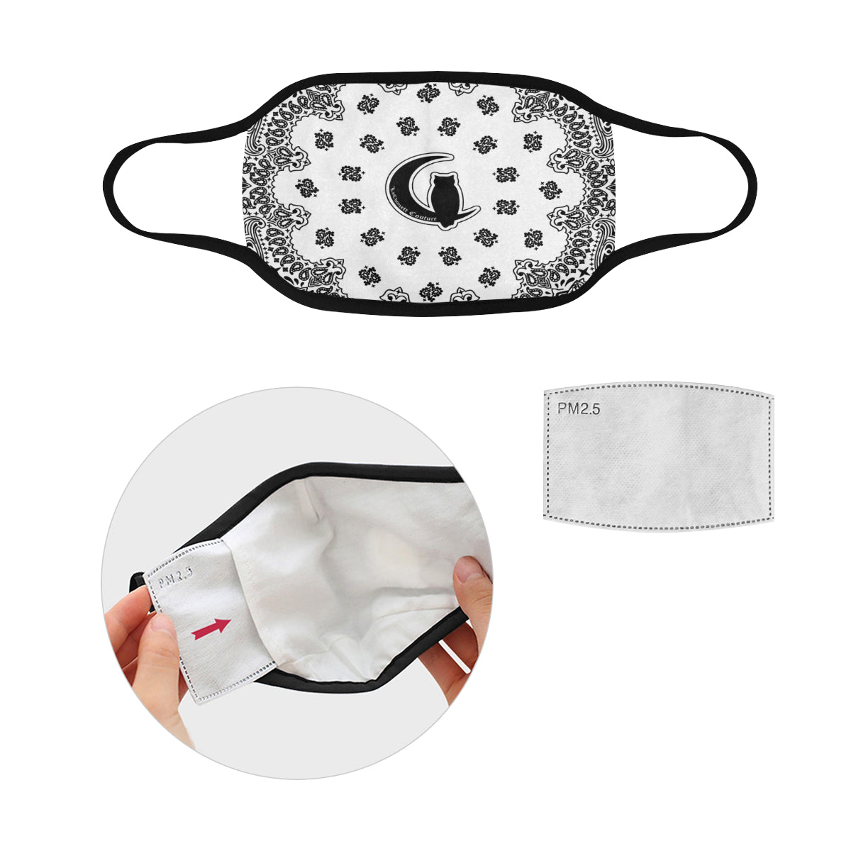 BANDANA WHT Mouth Mask in One Piece (2 Filters Included)