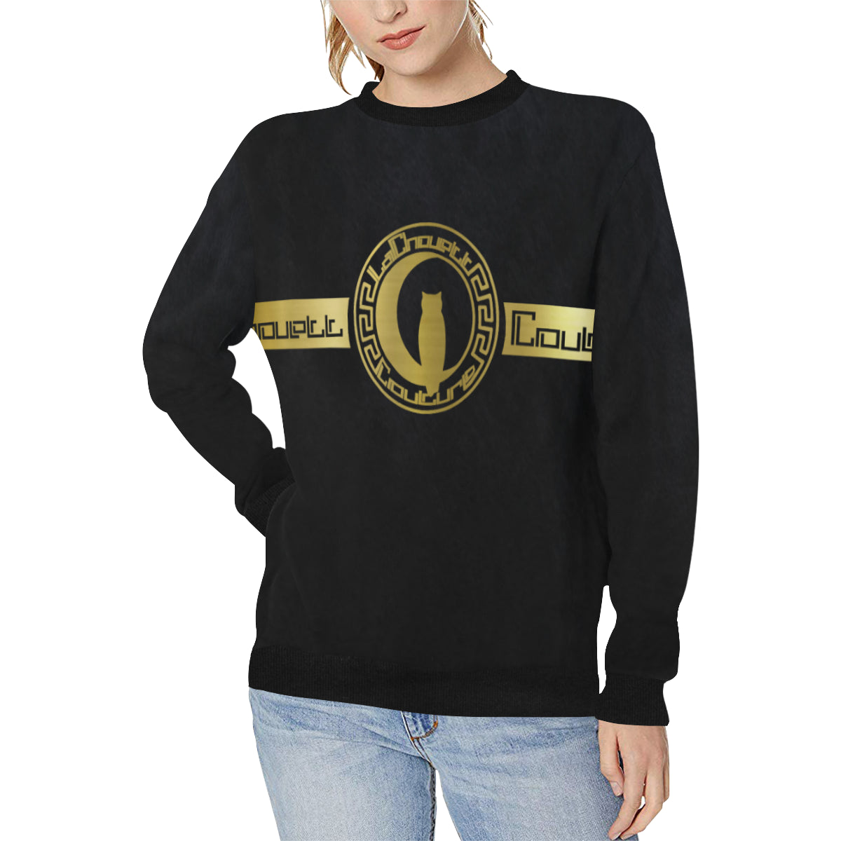 WAKANDA SKIN Women's Rib Cuff Crew Neck Sweatshirt (Model H34)