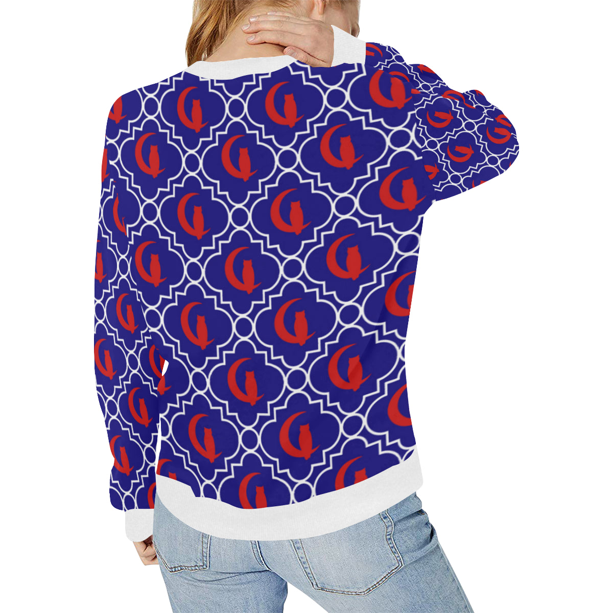 ELEGANCE BLR Women's Rib Cuff Crew Neck Sweatshirt (Model H34)