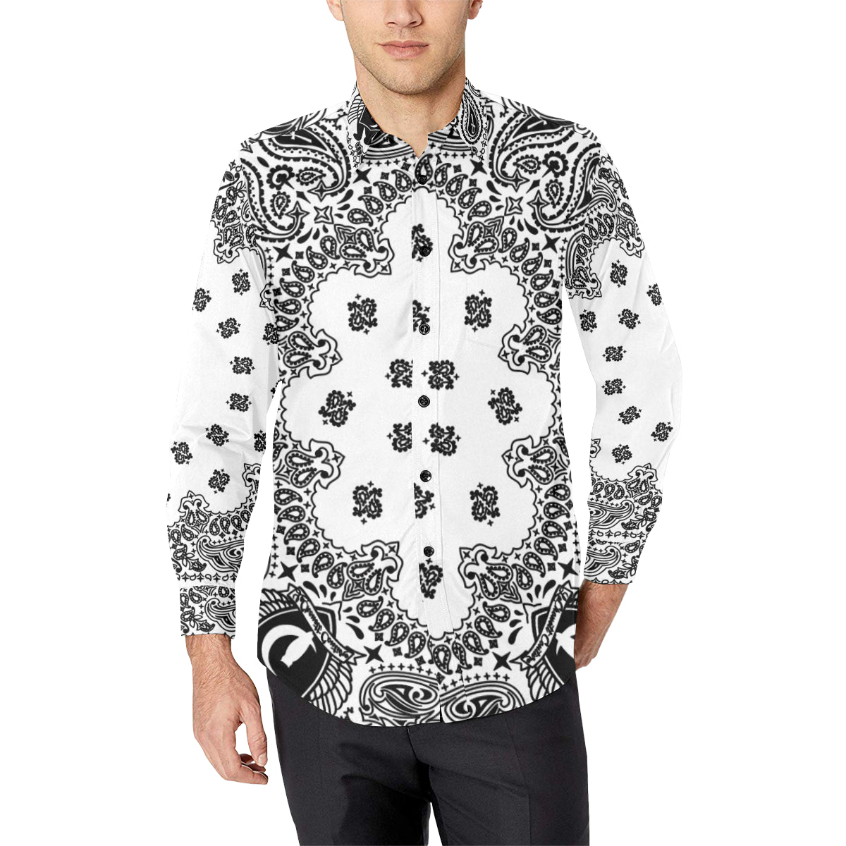 BANDANA WHYT Men's All Over Print Casual Dress Shirt
