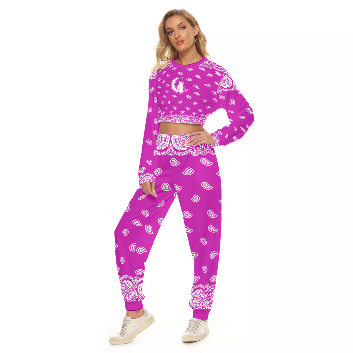 BANDANA FULLY GRAPES Women's Crop Sweatshirt Suit