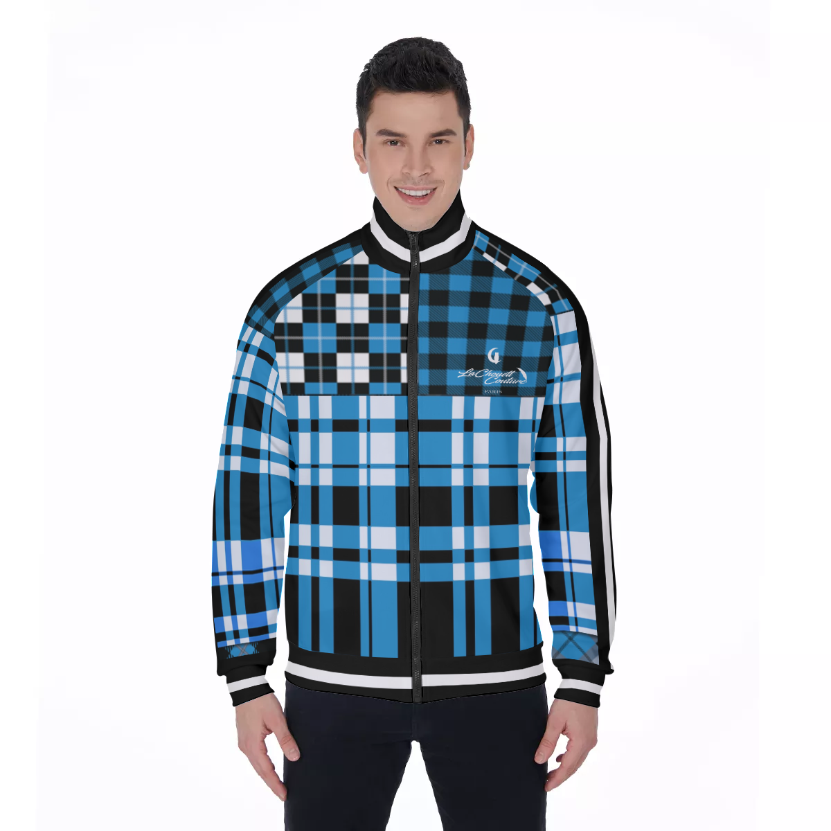 FLEXIN PLAID TRQSE Men's Stand Collar Jacket