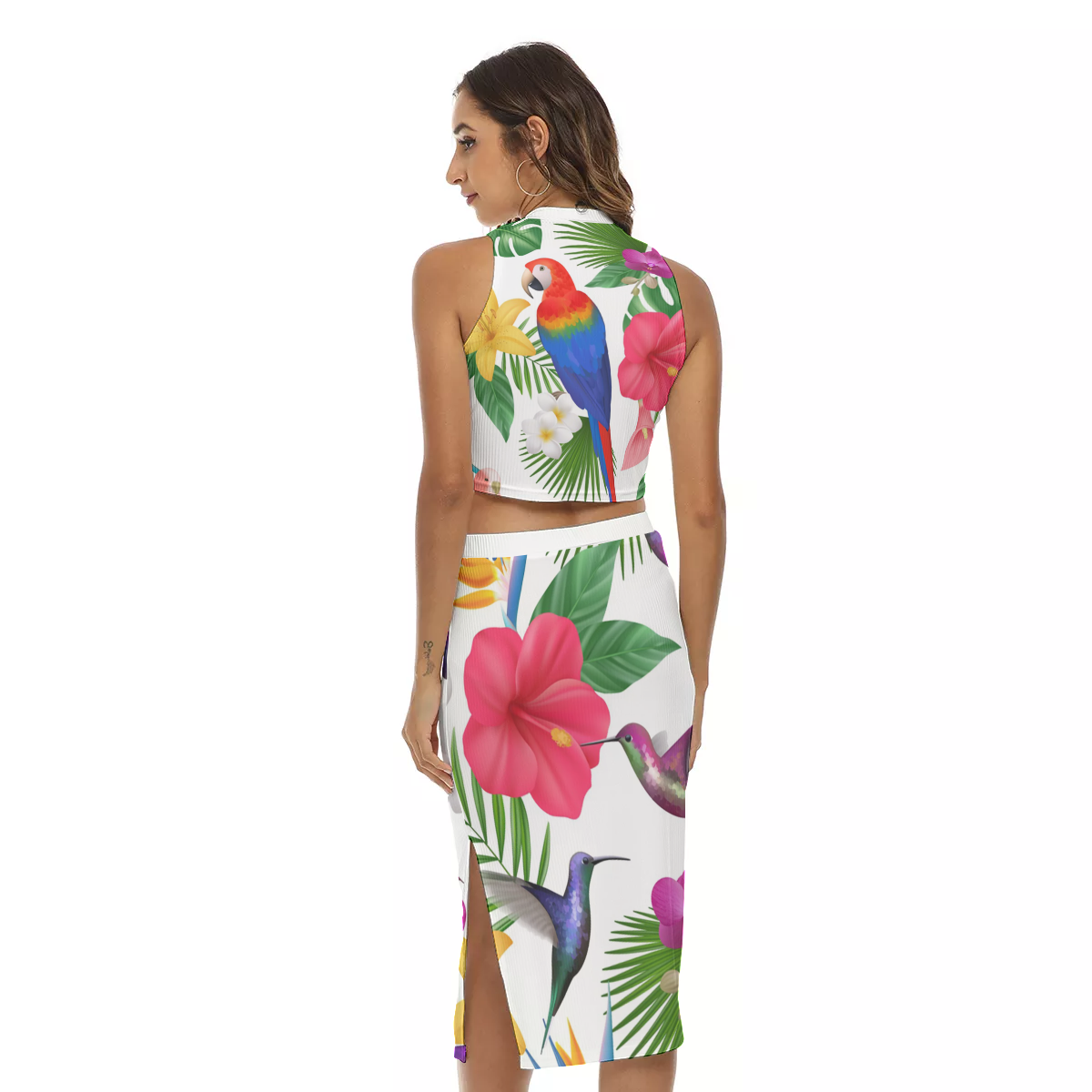 EXOTIC STYLE Women's Tank Top & Split High Skirt Set