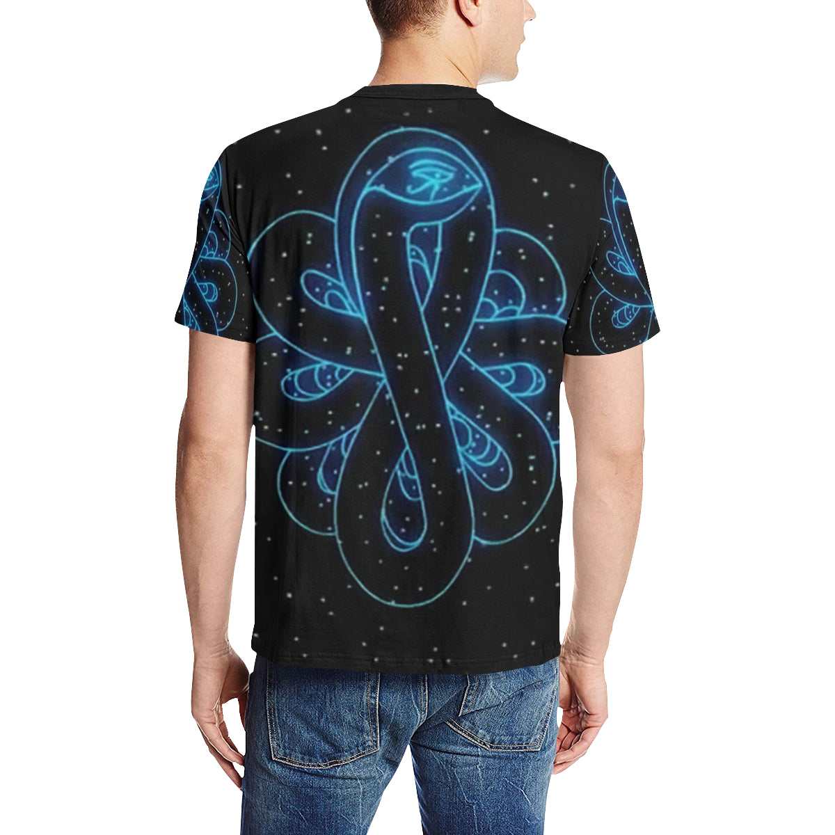 SNAKE OF CREATION WADJET Men's All Over Print T-Shirt (Solid Color Neck) (Model T63)