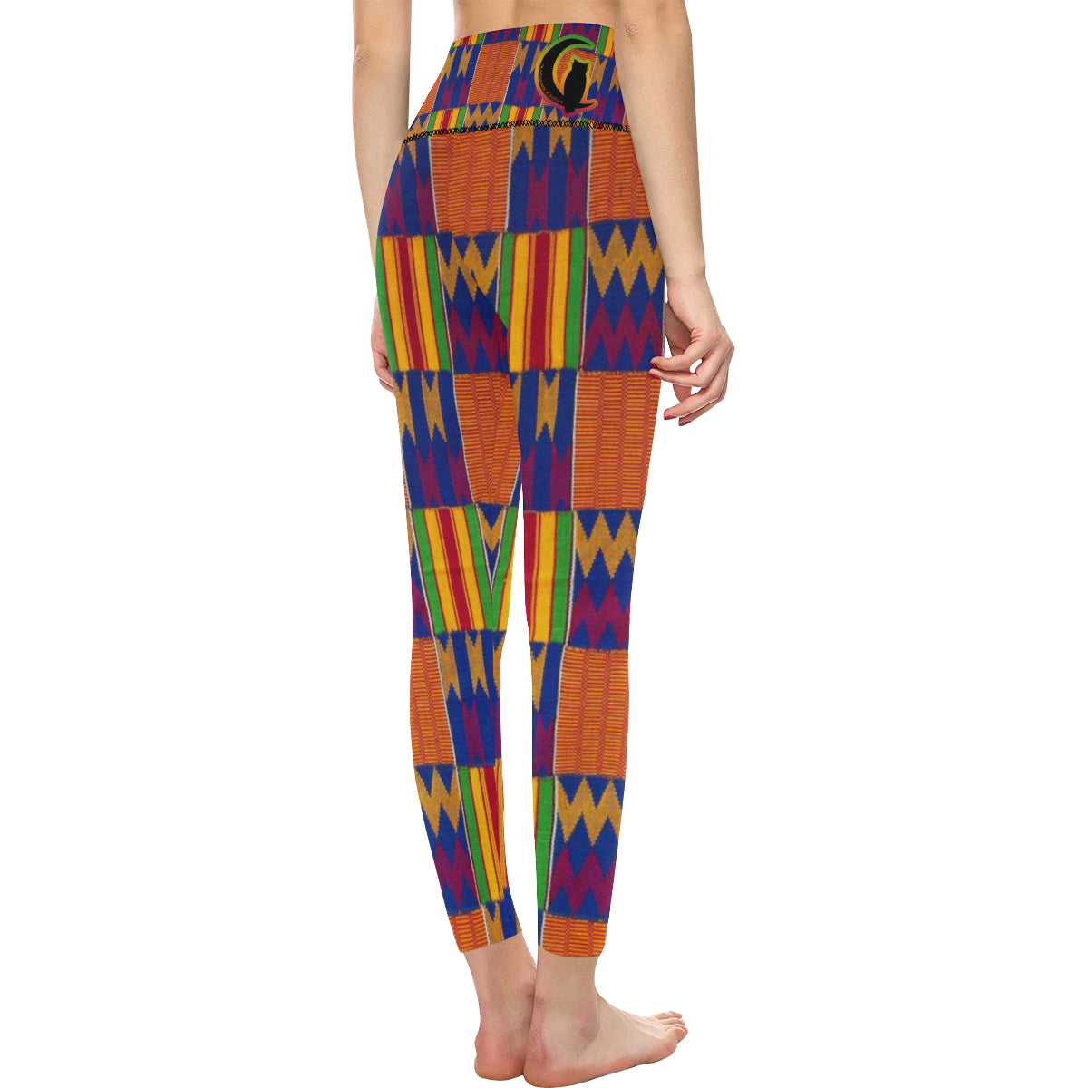KENTE STYLE All Over Print High-Waisted Leggings ,