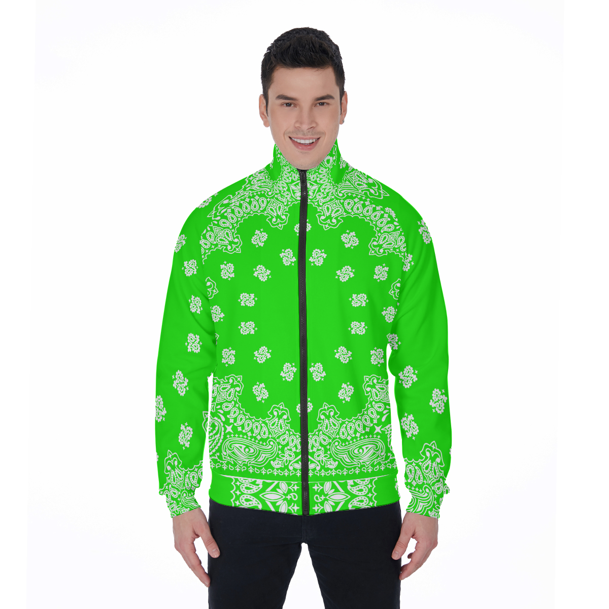 BANDANA GREEN Stand Collar Jacket