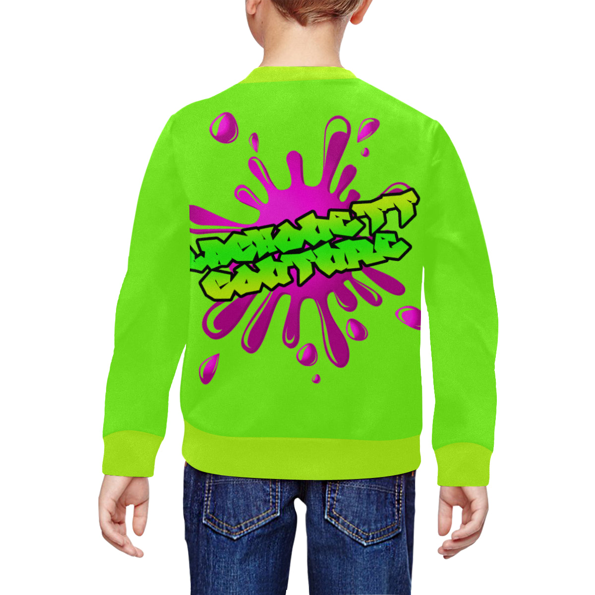 SPLASH OUT GREEN All Over Print Crewneck Sweatshirt for Kids (Model H29)