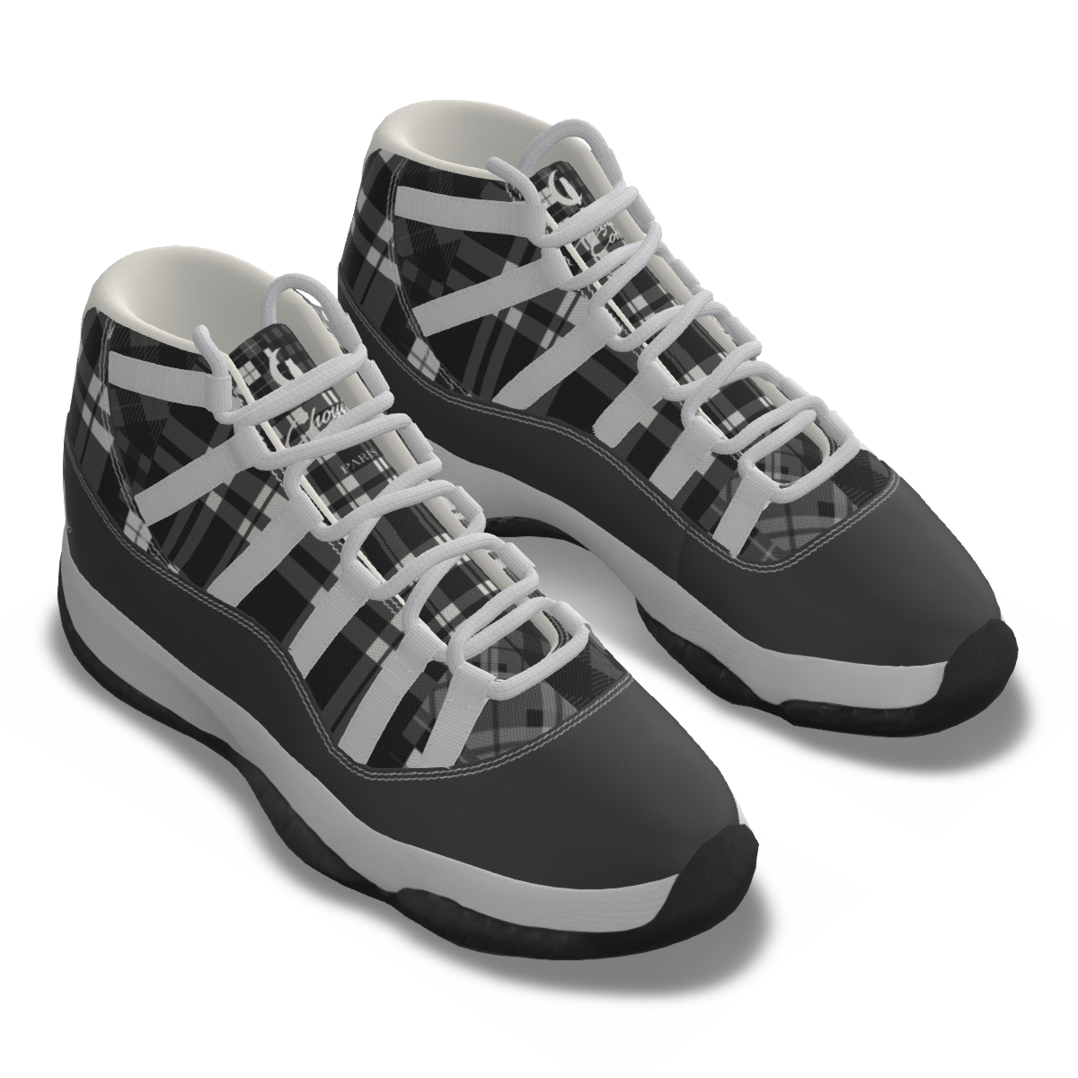 FLEXIN PLAID GREY Men's High Top Basketball Shoes