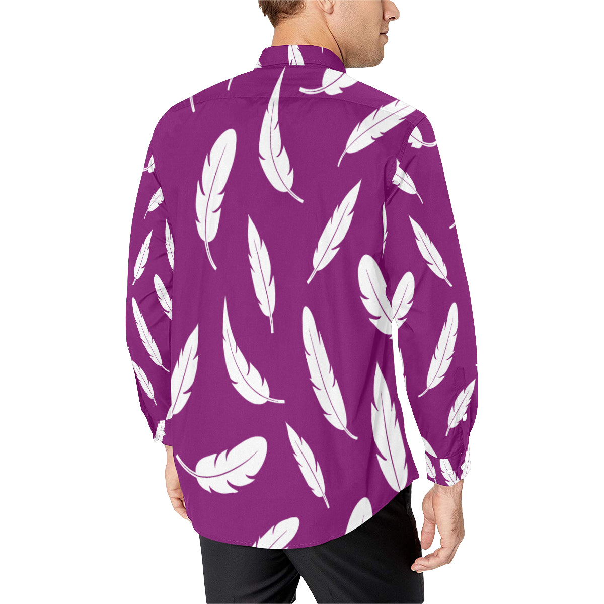 FEATHER GRAPE Men's All Over Print Casual Dress Shirt