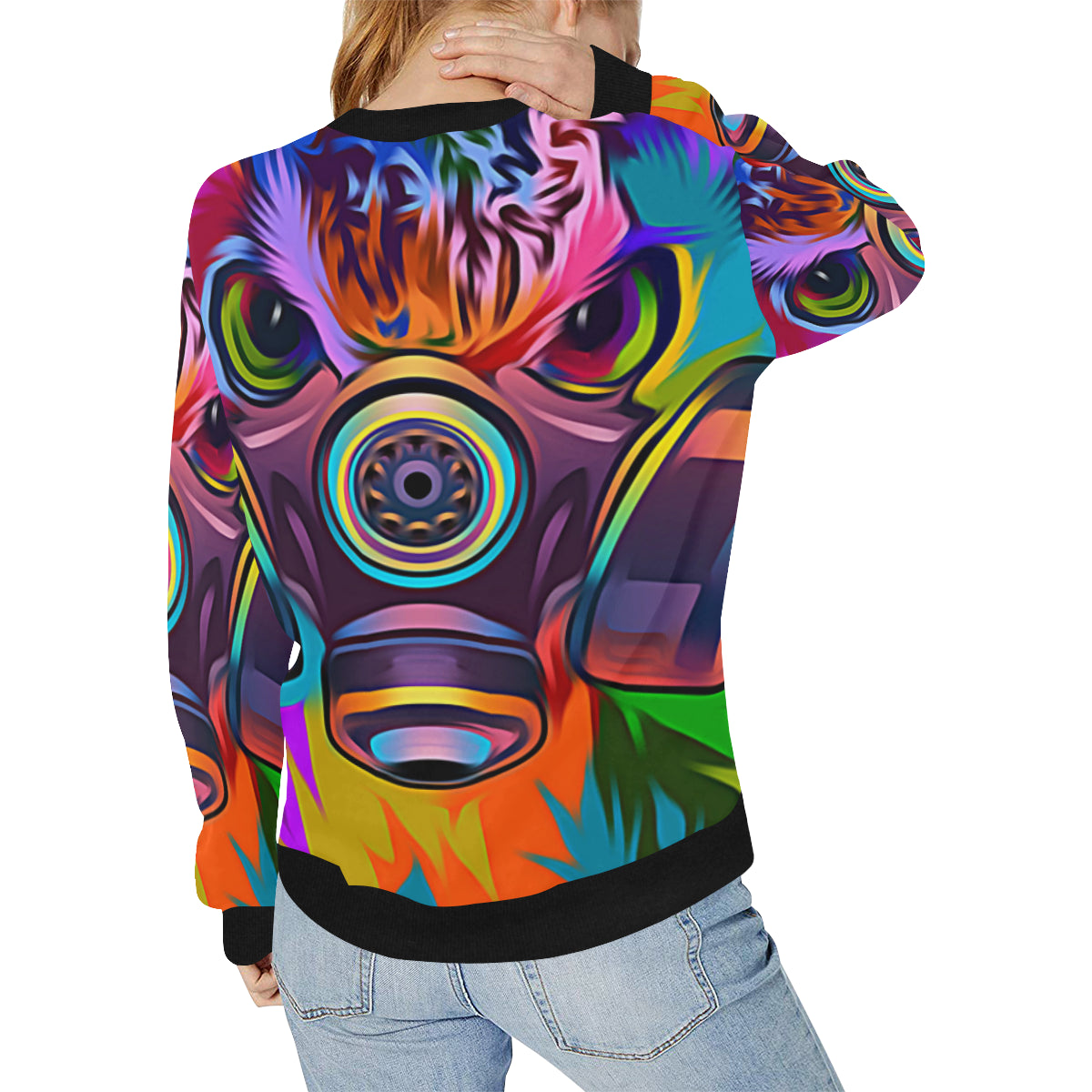 TOXIC COLORS Women's Rib Cuff Crew Neck Sweatshirt (Model H34)