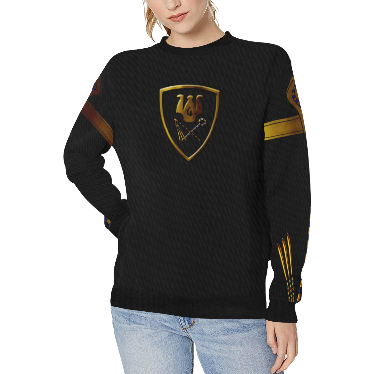CROOKS ND FLAIL Women's Rib Cuff Crew Neck Sweatshirt