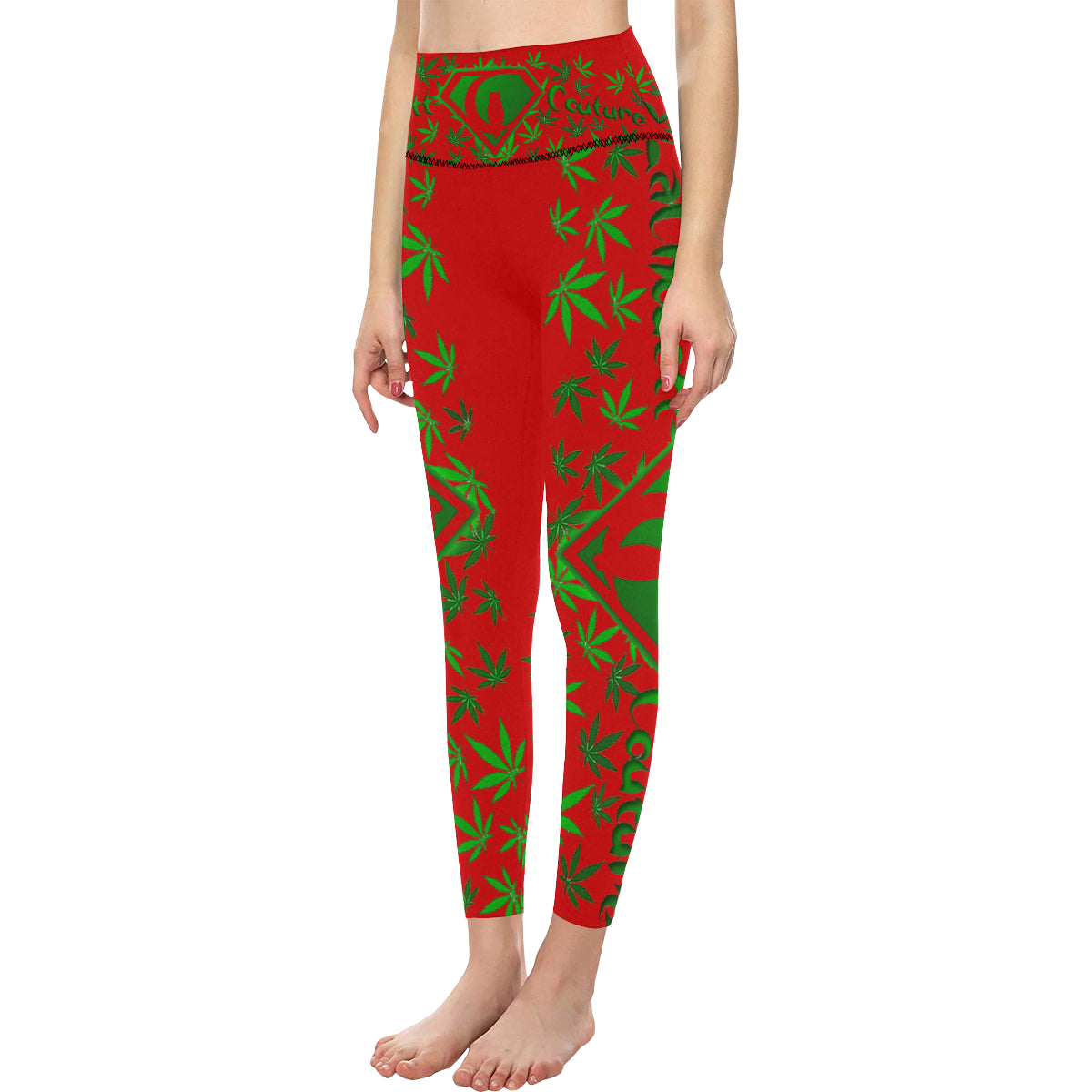 SUPER WEED All Over Print High-Waisted Leggings (Model L36)