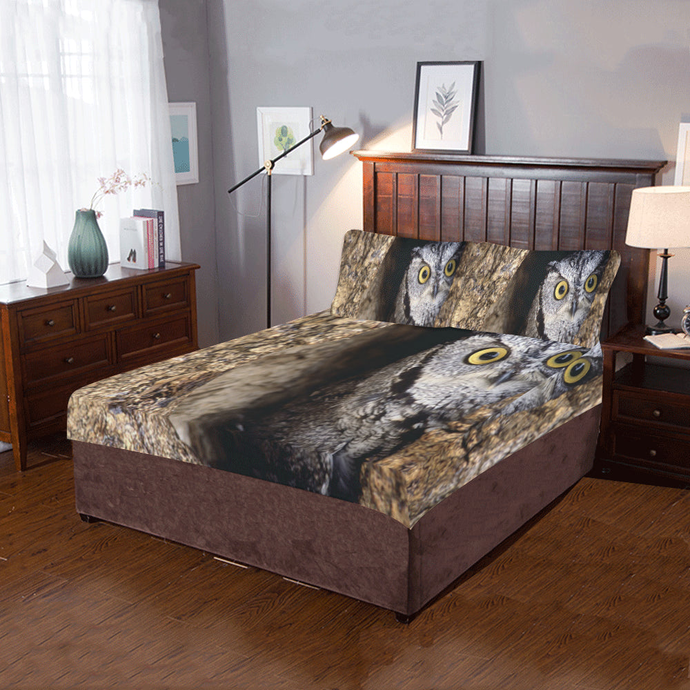 OWL IN HOLE 3-Piece Bedding Set