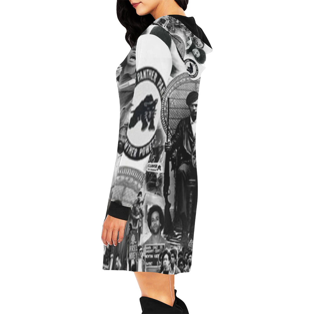 BLACK PANTHER PARTY All Over Print Hoodie Mini Dress