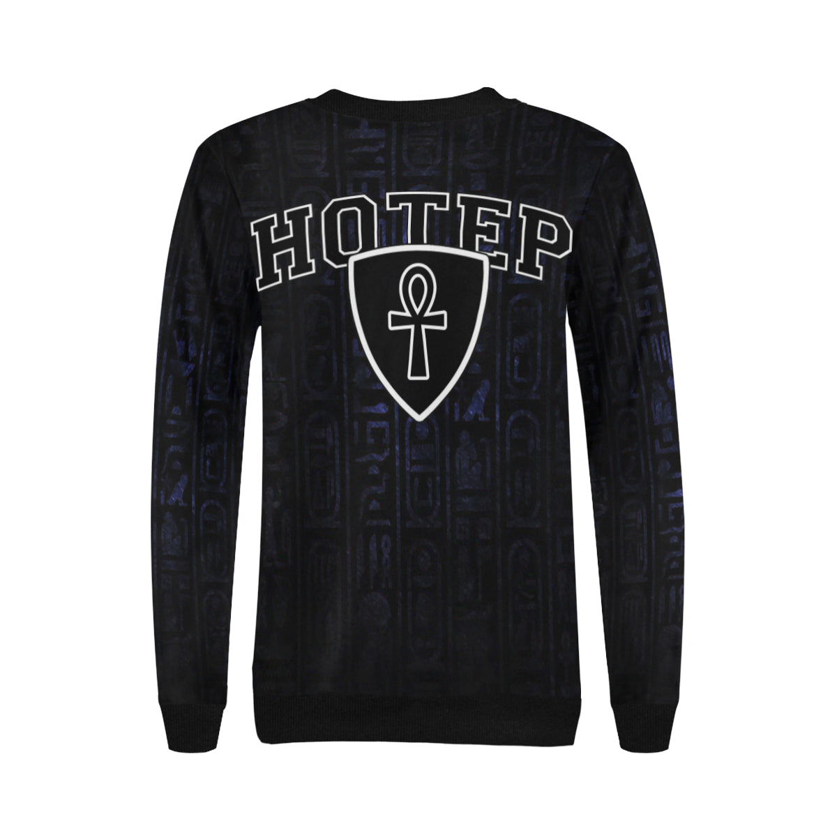 HOTEP ANKH Women's Rib Cuff Crew Neck Sweatshirt (Model H34)