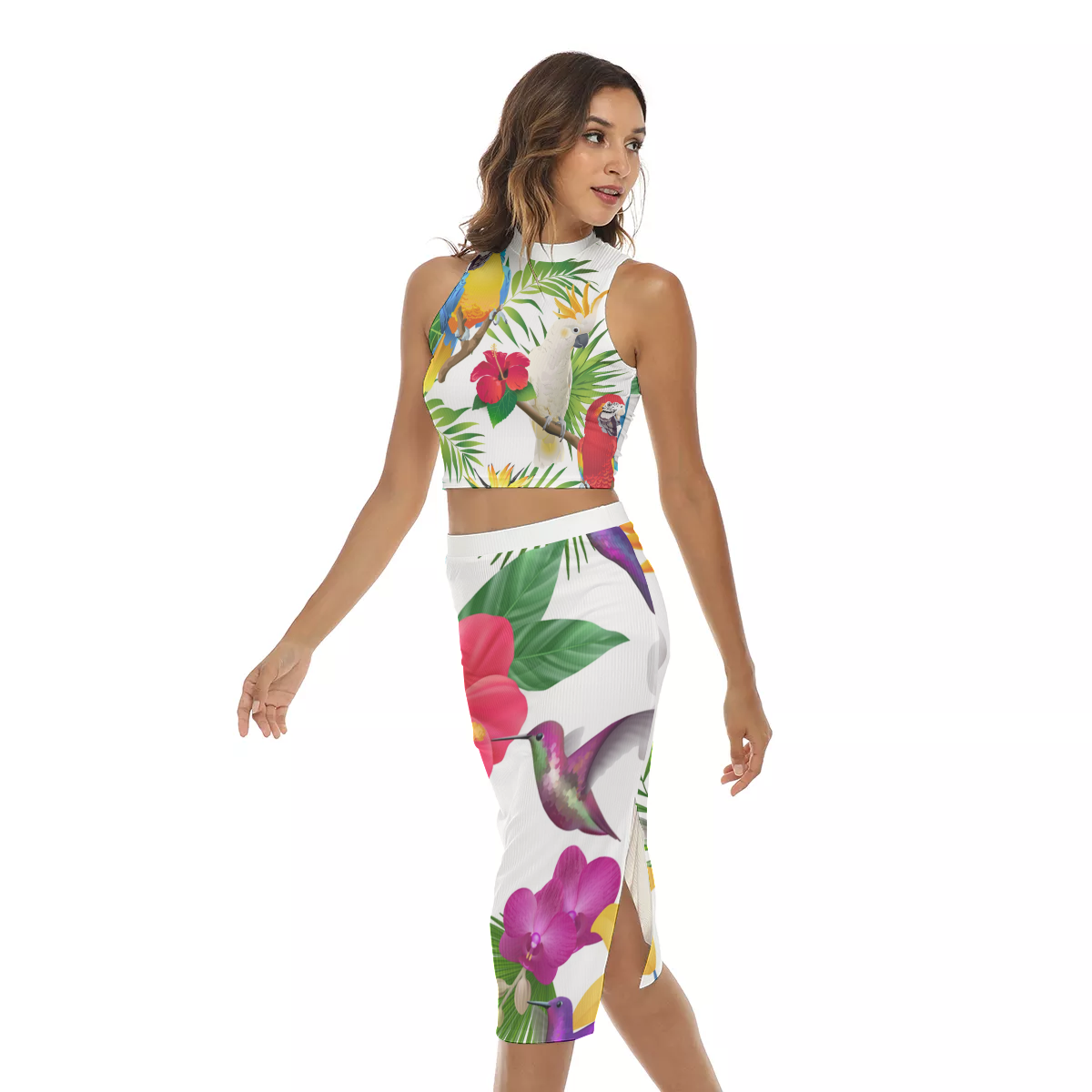 EXOTIC STYLE Women's Tank Top & Split High Skirt Set