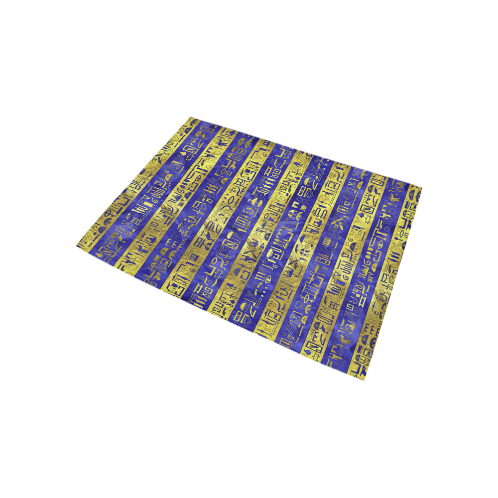 HIEROGLYPH GOLDEN BLUE Area Rug 5'3''x4'