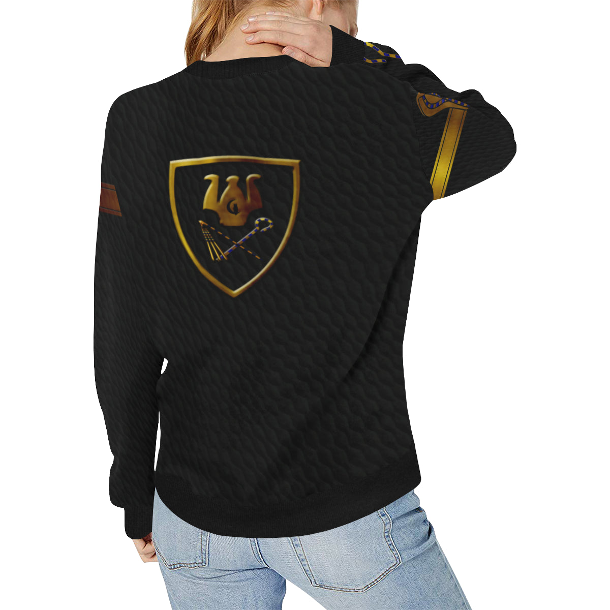 CROOKS ND FLAIL Women's Rib Cuff Crew Neck Sweatshirt