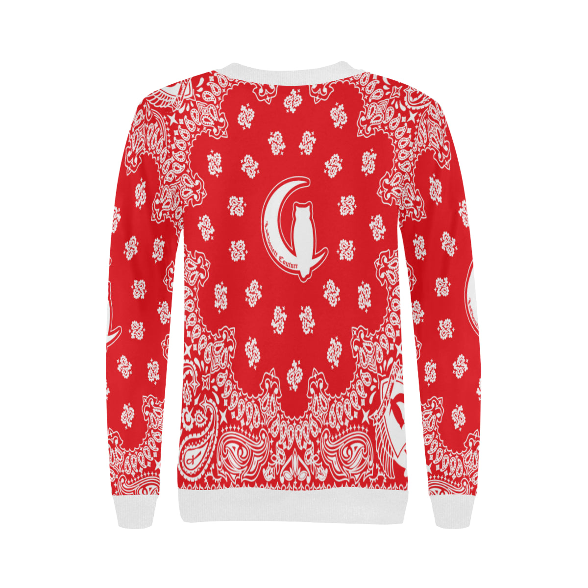 BANDANA RED Women's Rib Cuff Crew Neck Sweatshirt