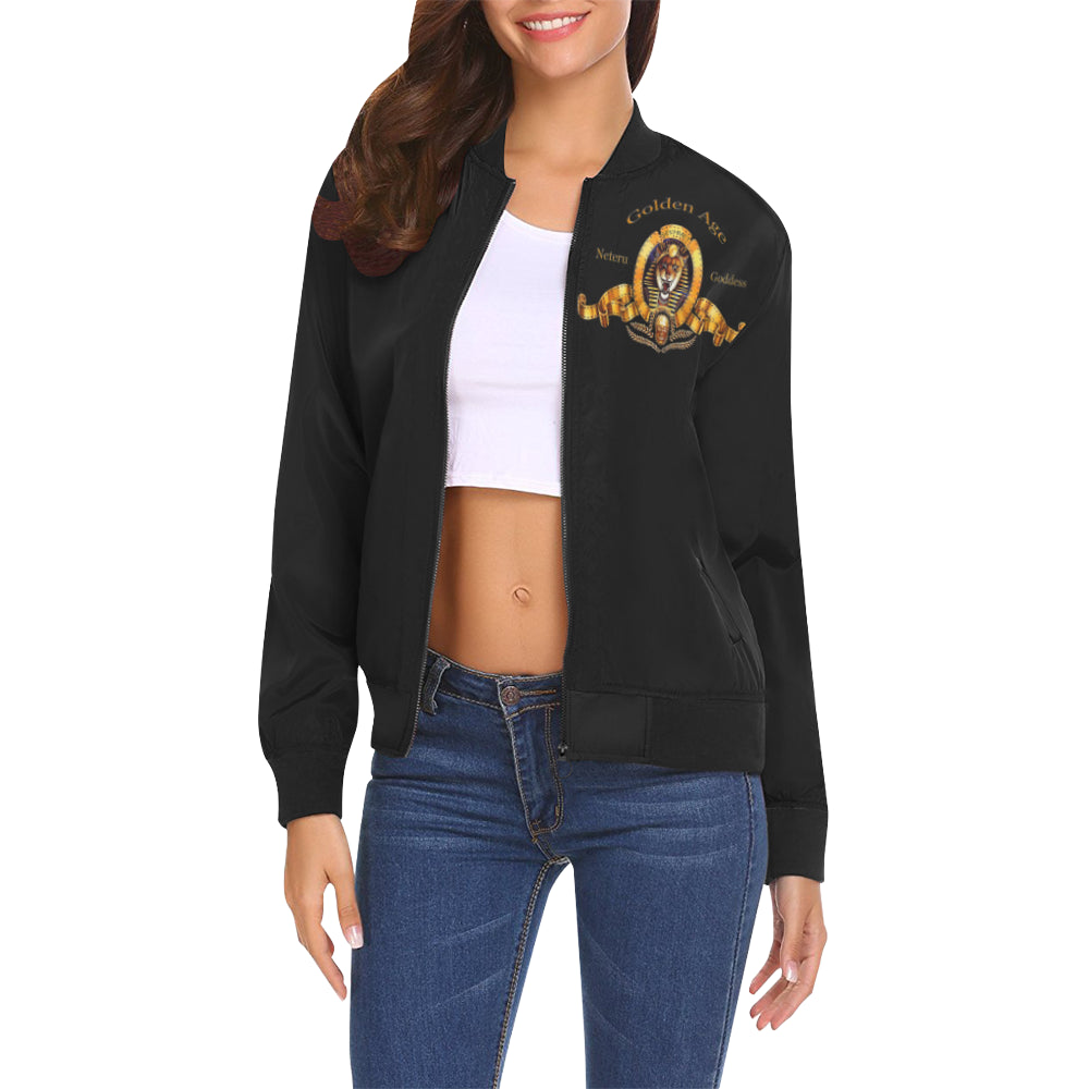 SEKHMET GODDESS BL All Over Print Bomber Jacket for Women (Model H19)