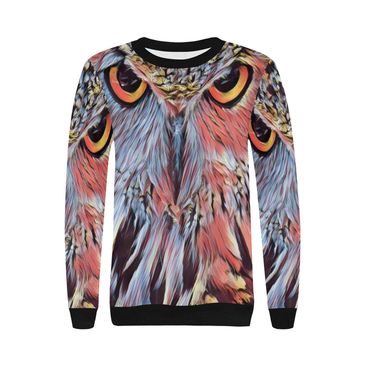 THE OWL Women's Rib Cuff Crew Neck Sweatshirt (Model H34)