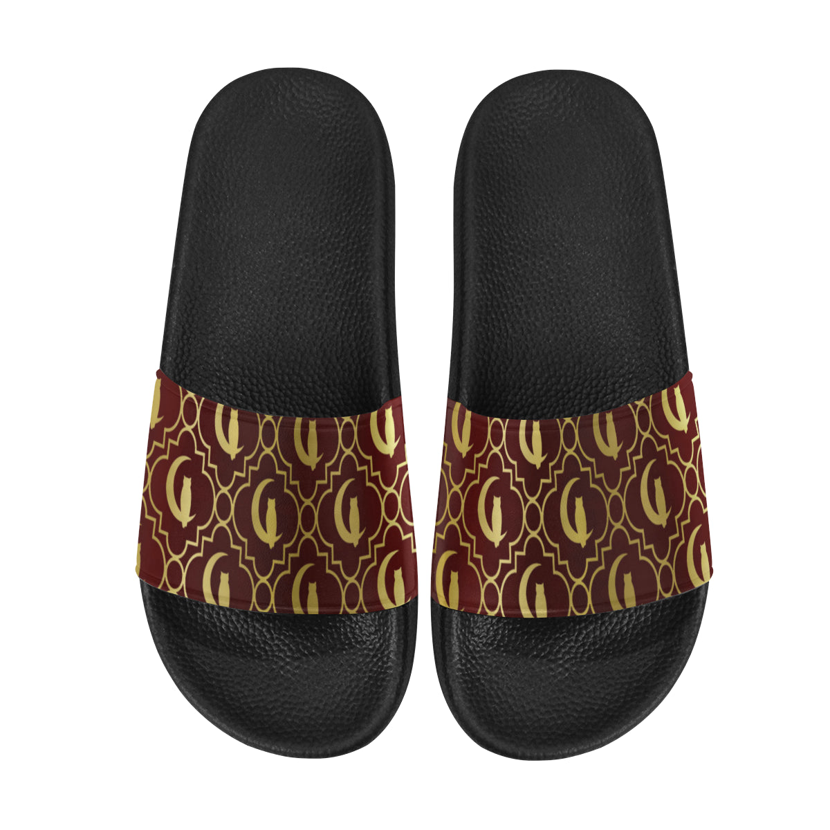 ELEGANCE BORDEAUX GOLD Men's Slide Sandals (Model 057)