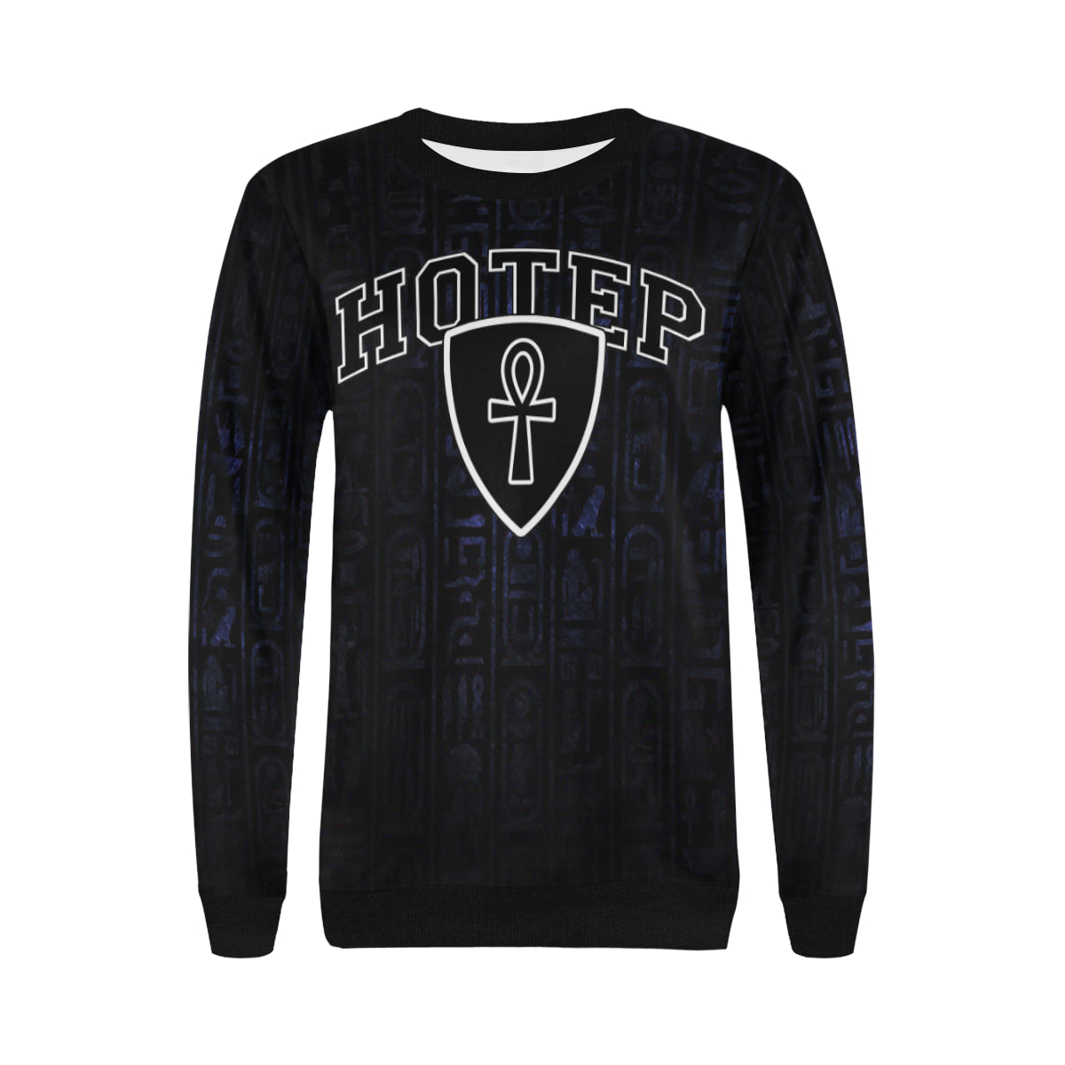 HOTEP ANKH Women's Rib Cuff Crew Neck Sweatshirt (Model H34)