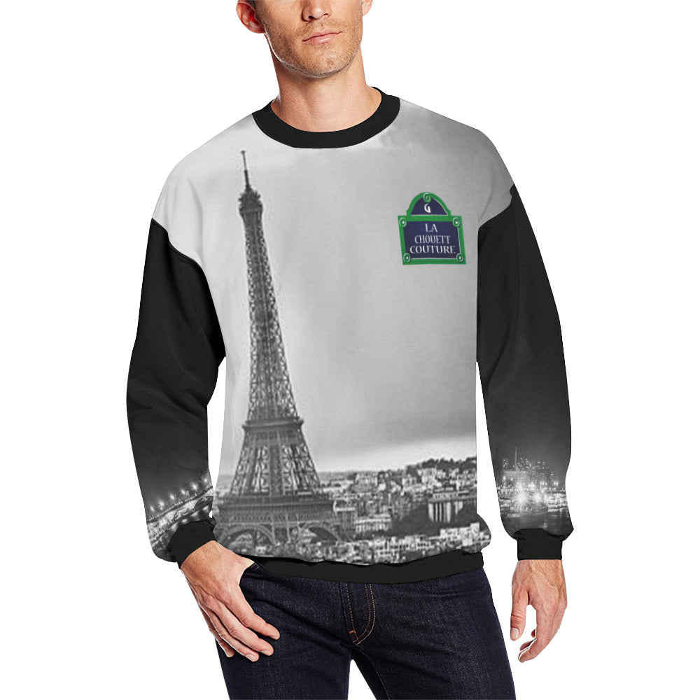 RUE DE PARIS Men's Oversized Fleece Crew Sweatshirt