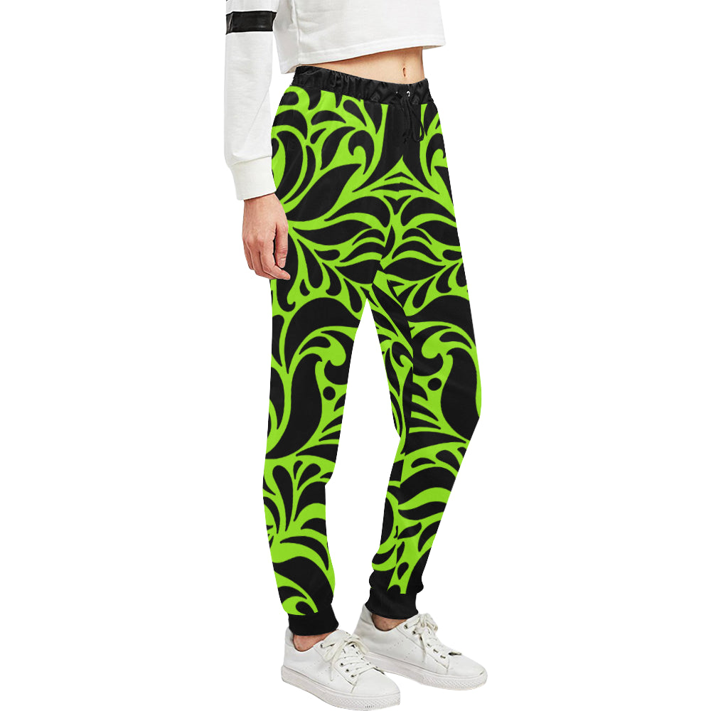 GORGIOUS LEAF FLUO Women's All Over Print Sweatpants (Model L11)