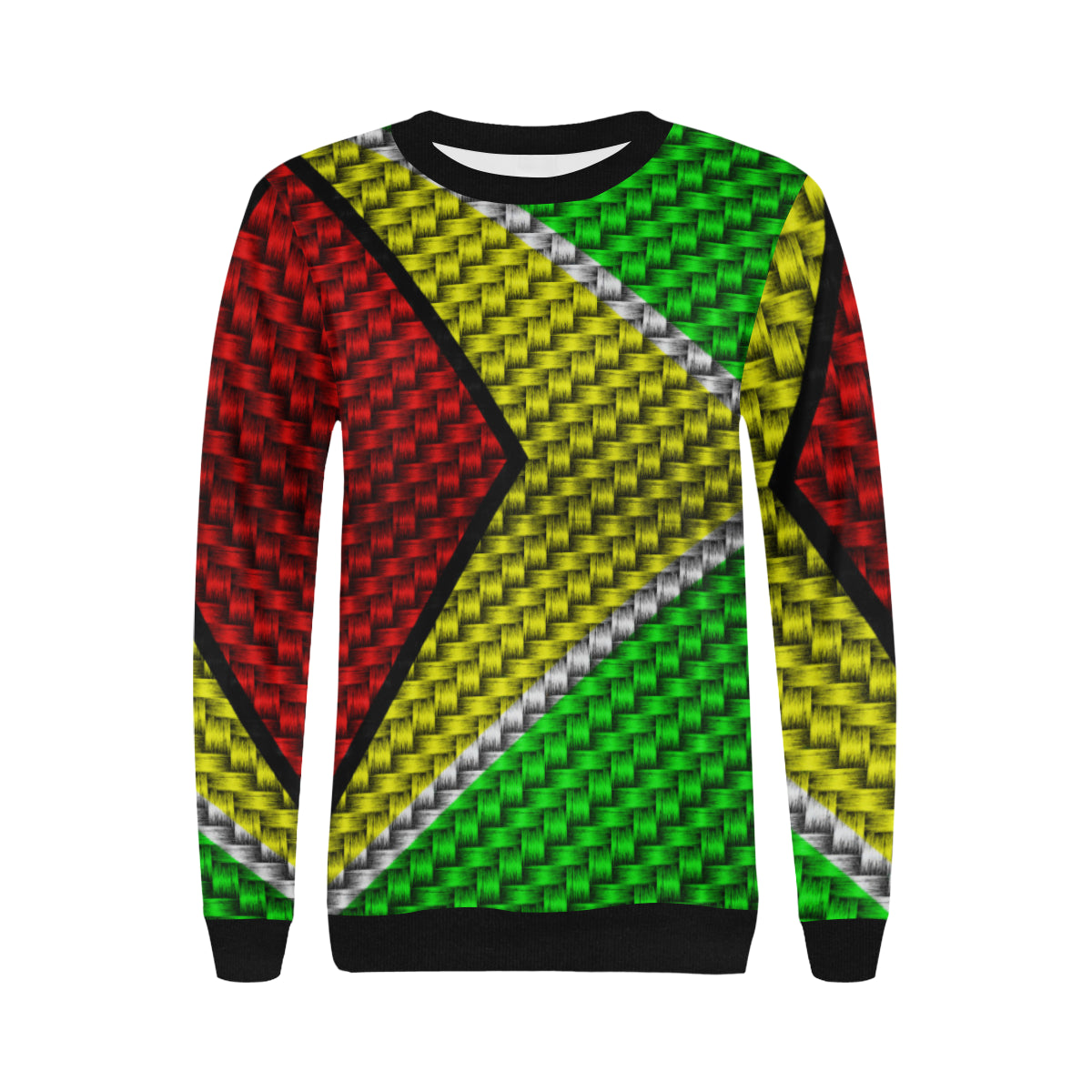 GUYANA FLAG Women's Rib Cuff Crew Neck Sweatshirt (Model H34)