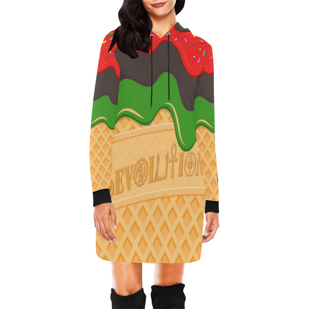 RBG ICE CREAM All Over Print Hoodie Mini Dress (Model H27)
