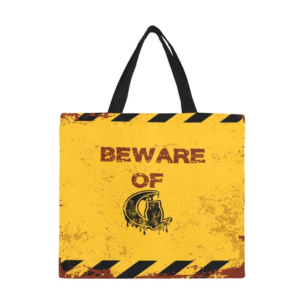 BEWARE All Over Print Canvas Tote Bag/Large
