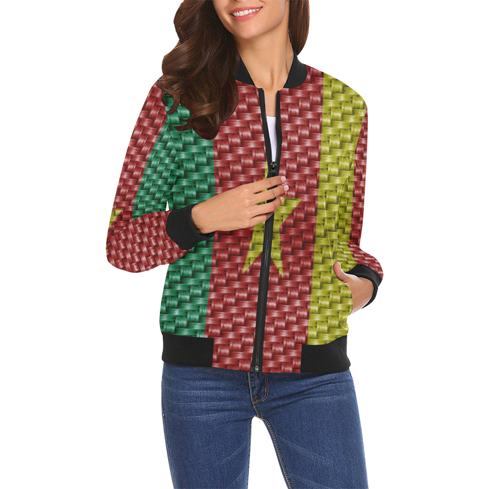 CAMEROUN FLAG All Over Print Bomber Jacket for Women