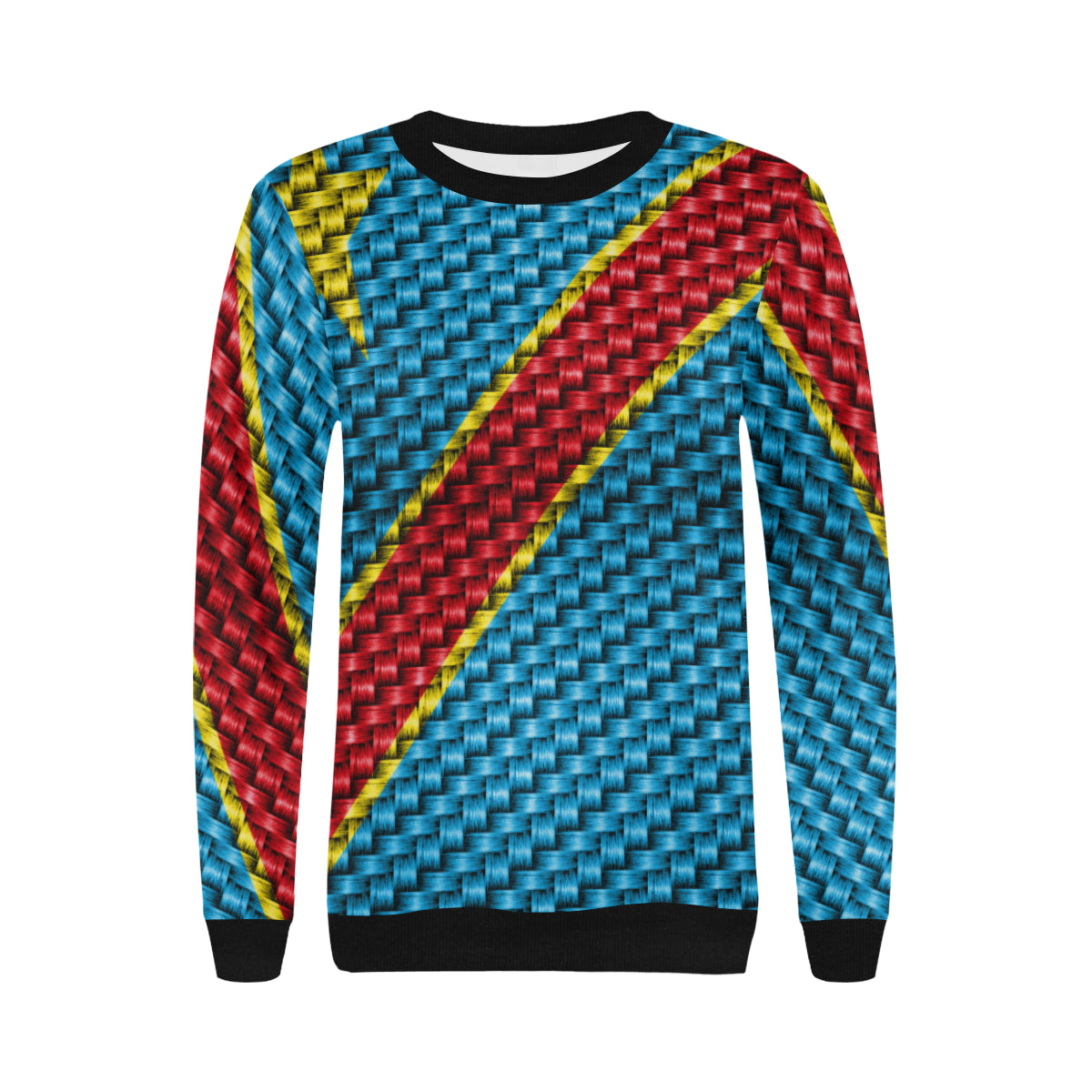 CONGO FLAG Women's Rib Cuff Crew Neck Sweatshirt