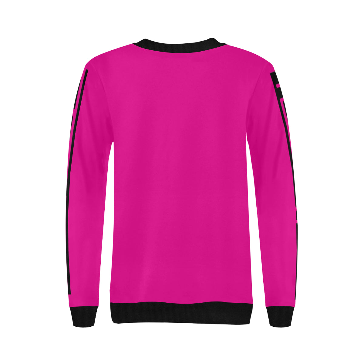 BLACC BORDER PINKISH Women's Rib Cuff Crew Neck Sweatshirt