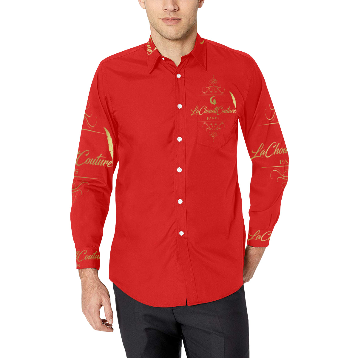 LCC PARIS RED Men's All Over Print Casual Dress Shirt (Model T61)