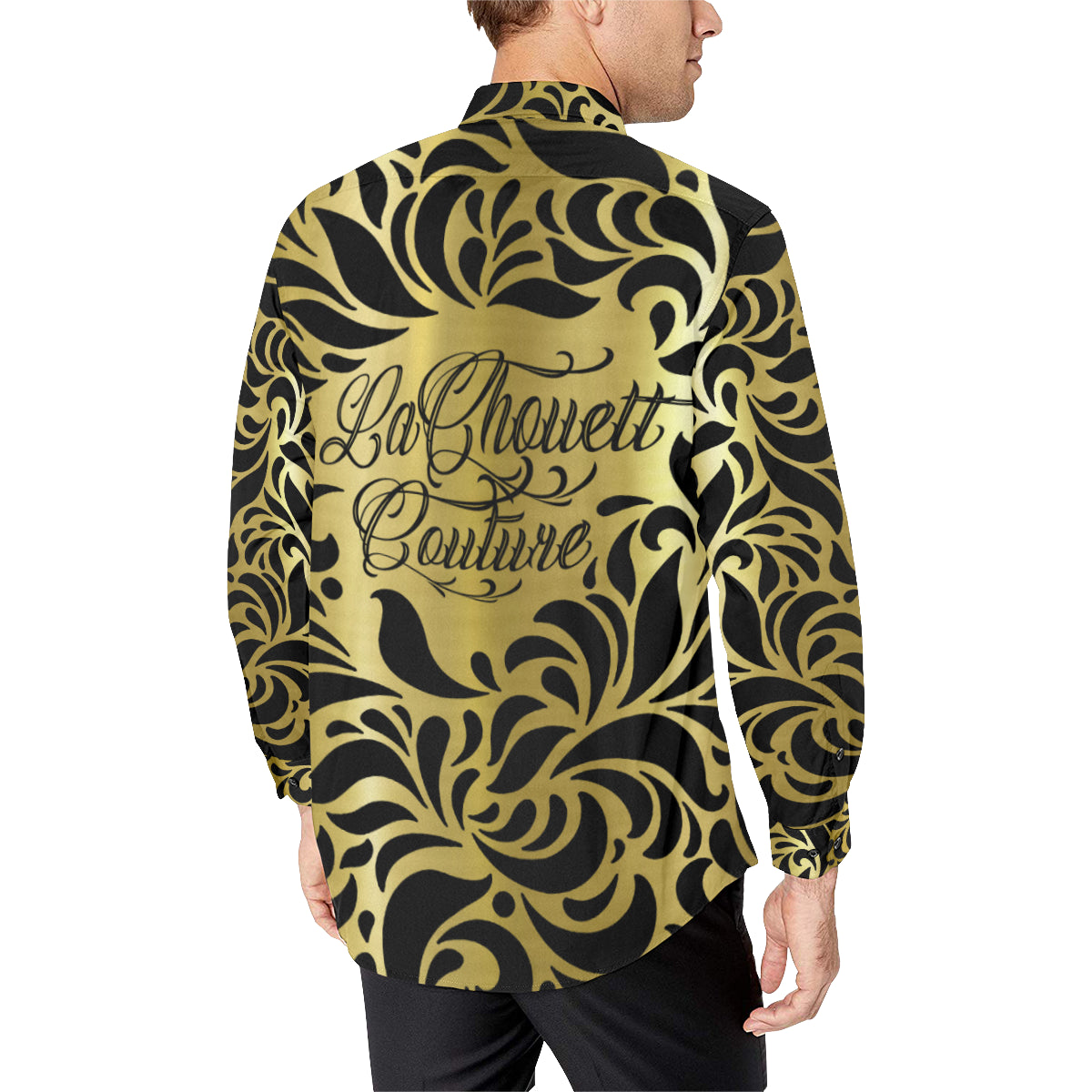 GORGEOUS GOLD Men's All Over Print Casual Dress Shirt