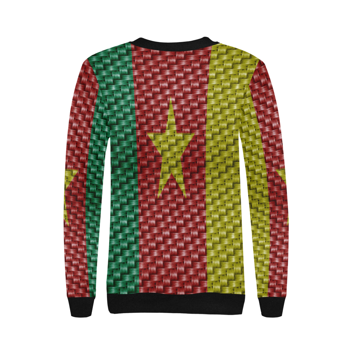 CAMEROUN FLAG Women's Rib Cuff Crew Neck Sweatshirt