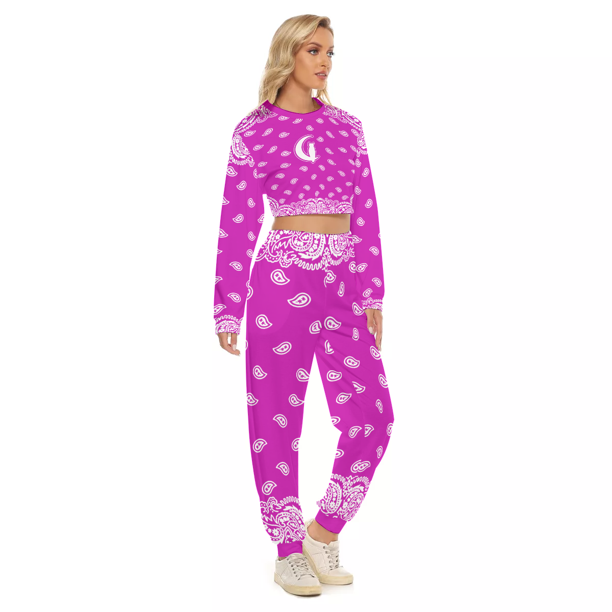BANDANA FULLY GRAPES Women's Crop Sweatshirt Suit