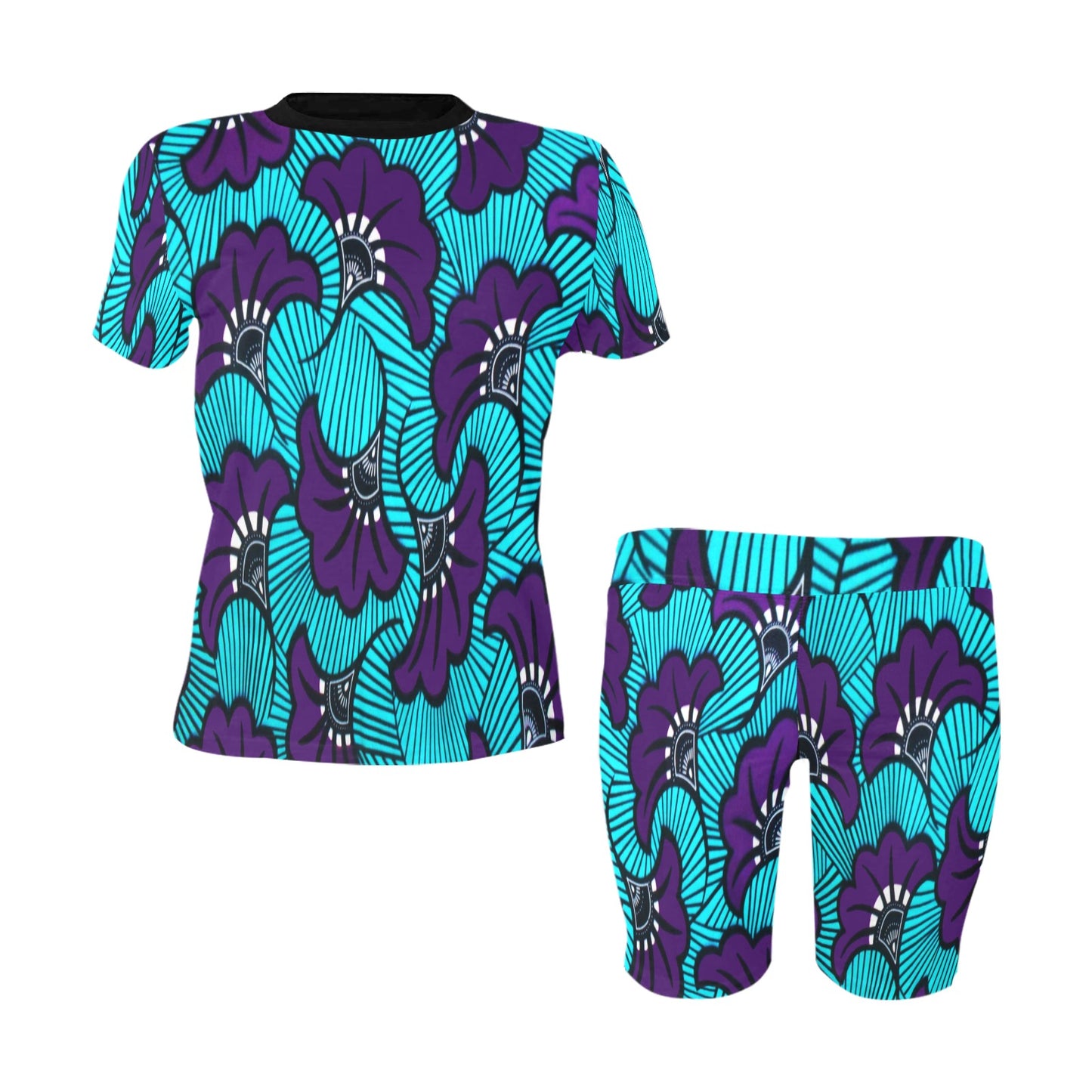 AFRICAN FLOWER PATTERN Women's Short Yoga Set
