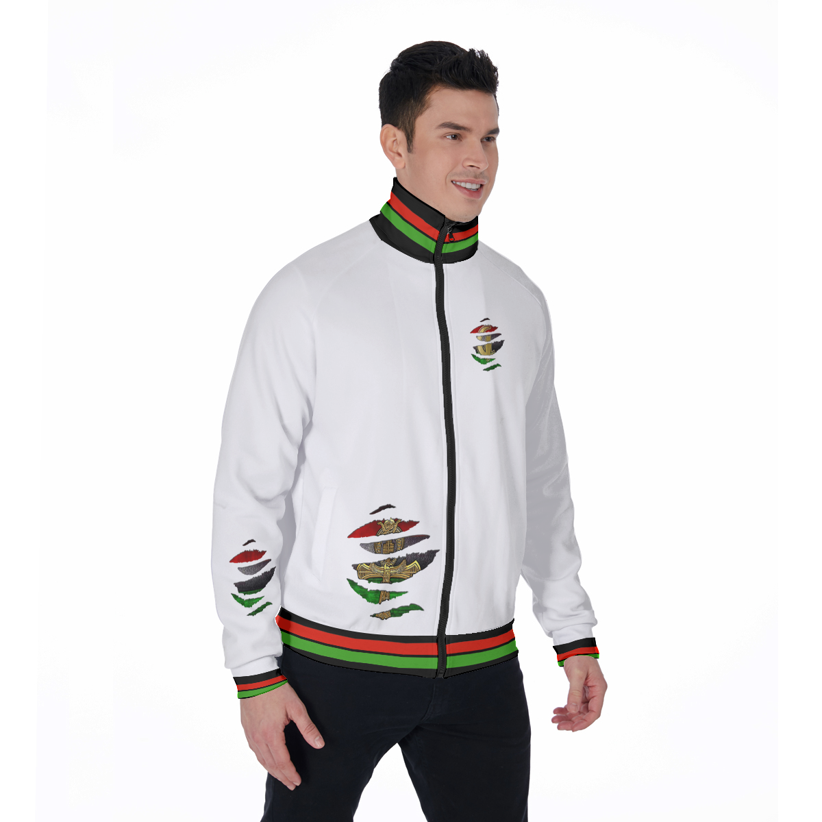 RBG ANKH W RIPPED Stand Collar Jacket