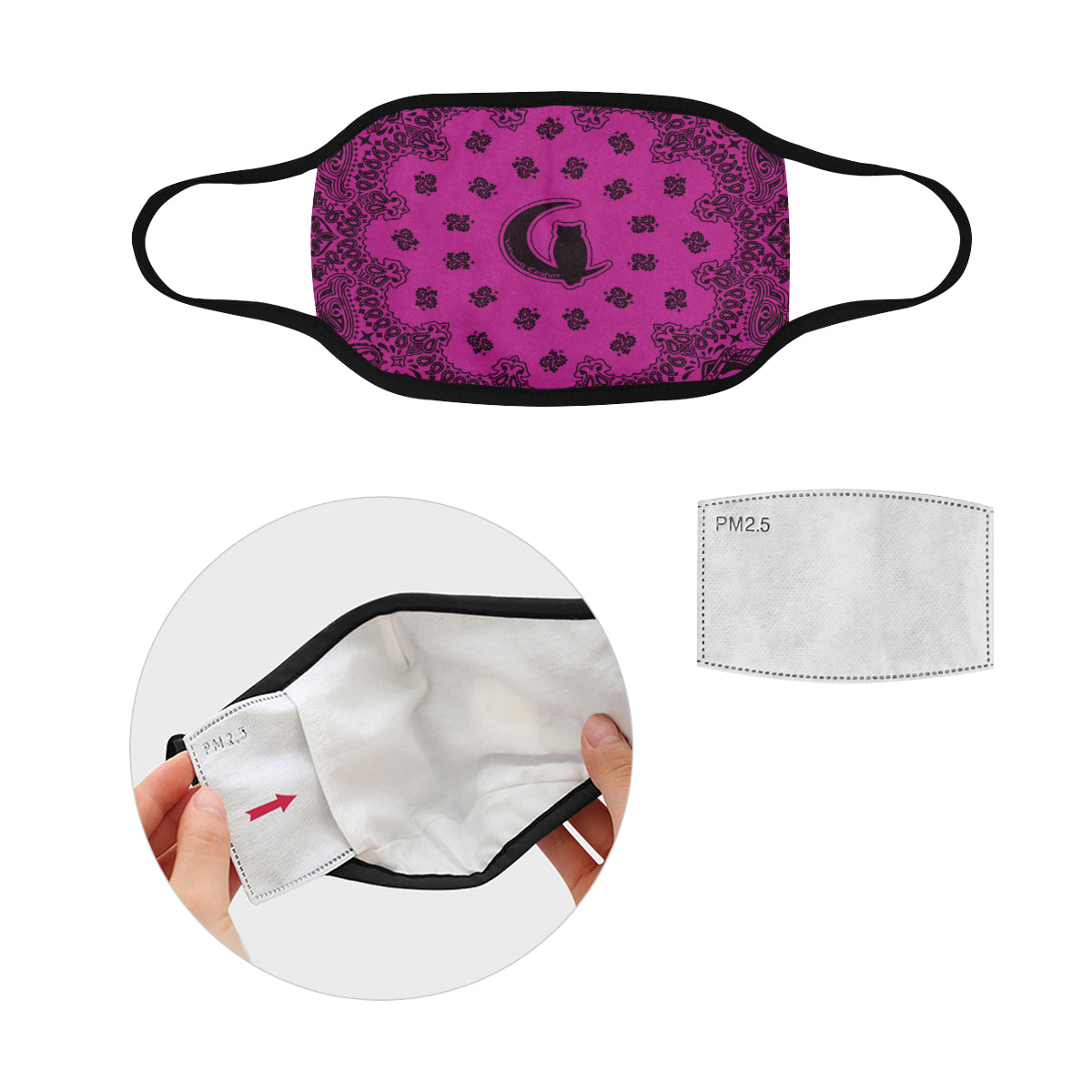 BANDANA PRLPLE Mouth Mask in One Piece (2 Filters Included)