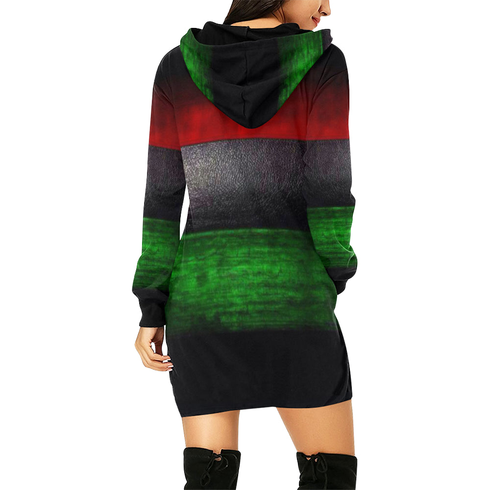 RBG GRUNGE All Over Print Hoodie Mini Dress (Model H27)