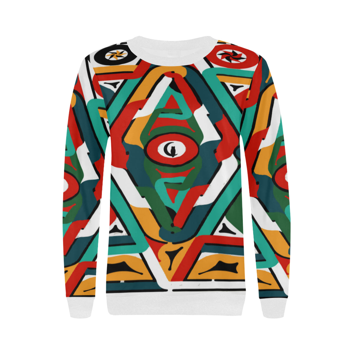 TEMBE ART Women's Rib Cuff Crew Neck Sweatshirt