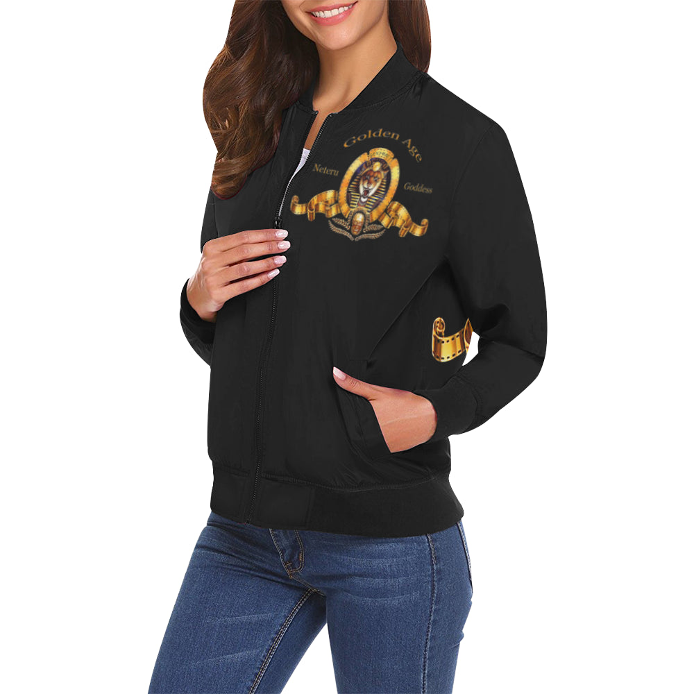 SEKHMET GODDESS BL All Over Print Bomber Jacket for Women (Model H19)