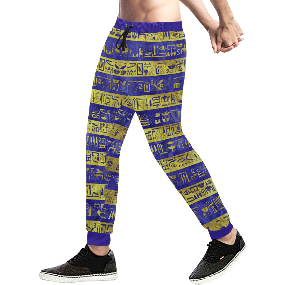 HIEROGLYPH GOLDEN BLUE Men's All Over Print Sweatpants (Model L11)