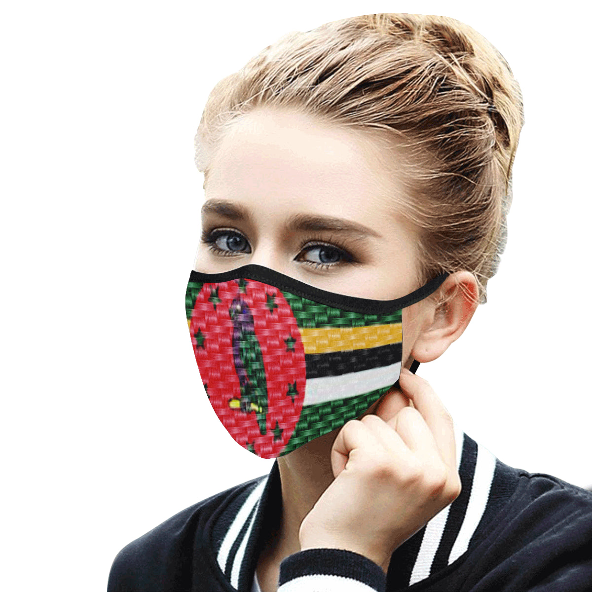 DOMINICA FLAG Mouth Mask in One Piece (2 Filters Included)